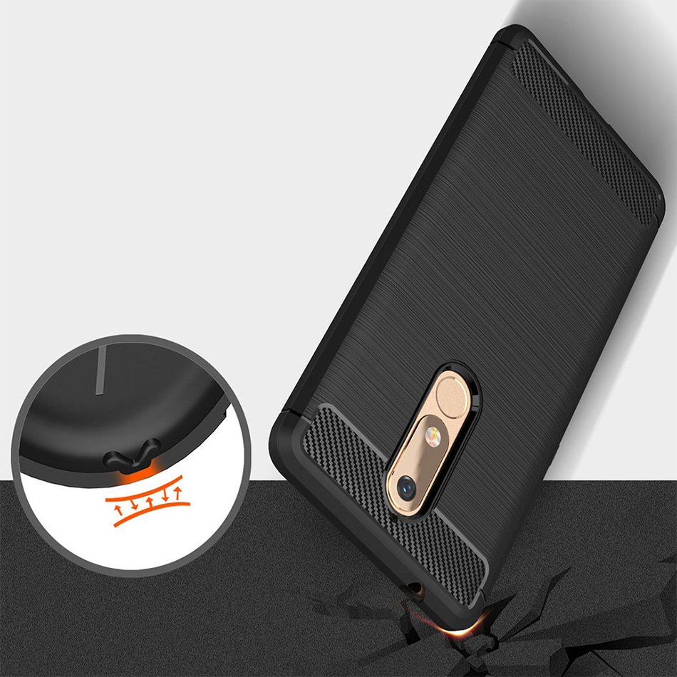Flexi Slim Carbon Fibre Case for Nokia 5.1 - Brushed Black